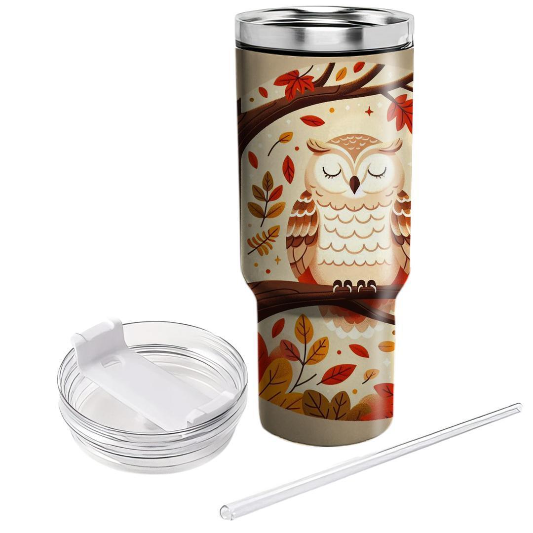 Charming Owl In Autumn  Tumblers With Lids