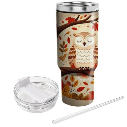 Charming Owl In Autumn  Tumblers With Lids