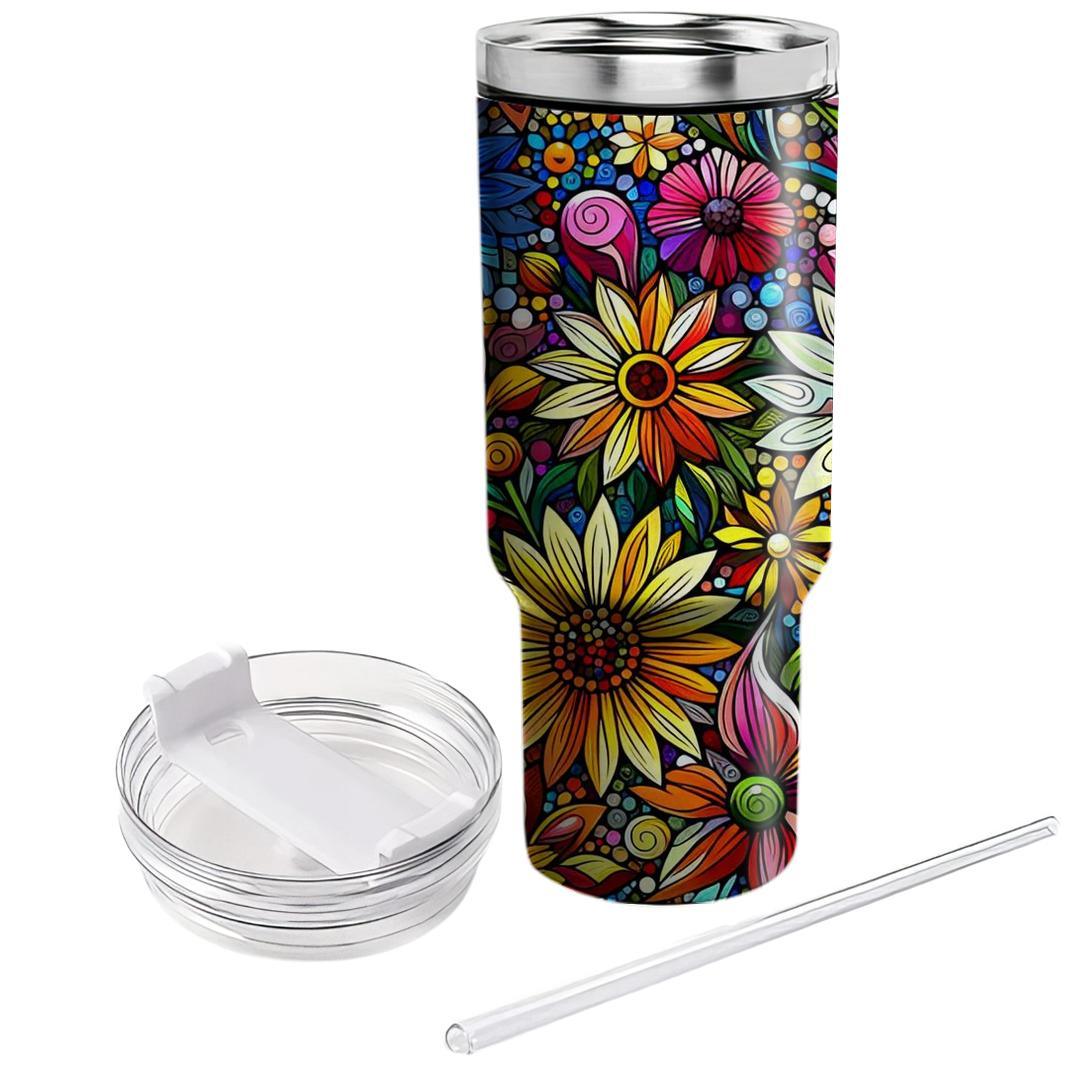 Floral Mosaic  Tumbler Cups