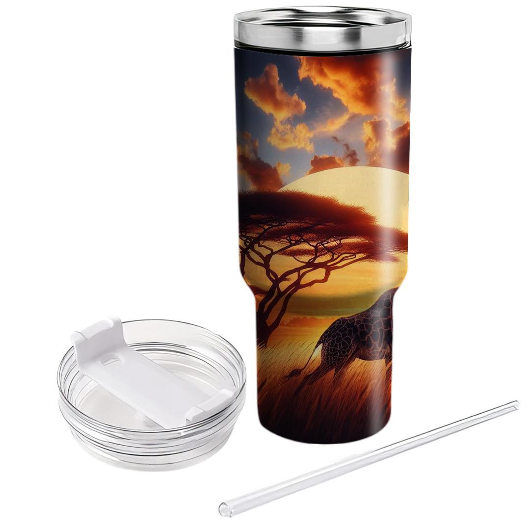 Sunset Safari Giraffe  Decorative Tumblers