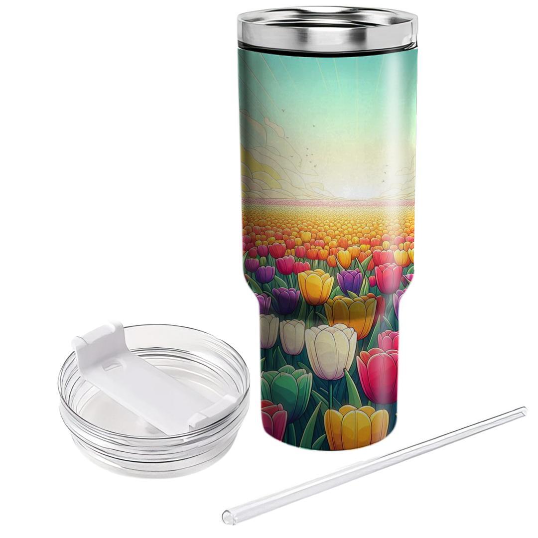 Rainbow Tulips  Tumblers For Gifts