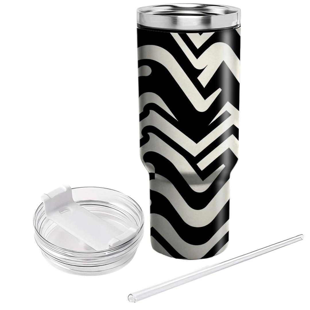 Abstract Zigzag Cascade  Tumblers With Lids