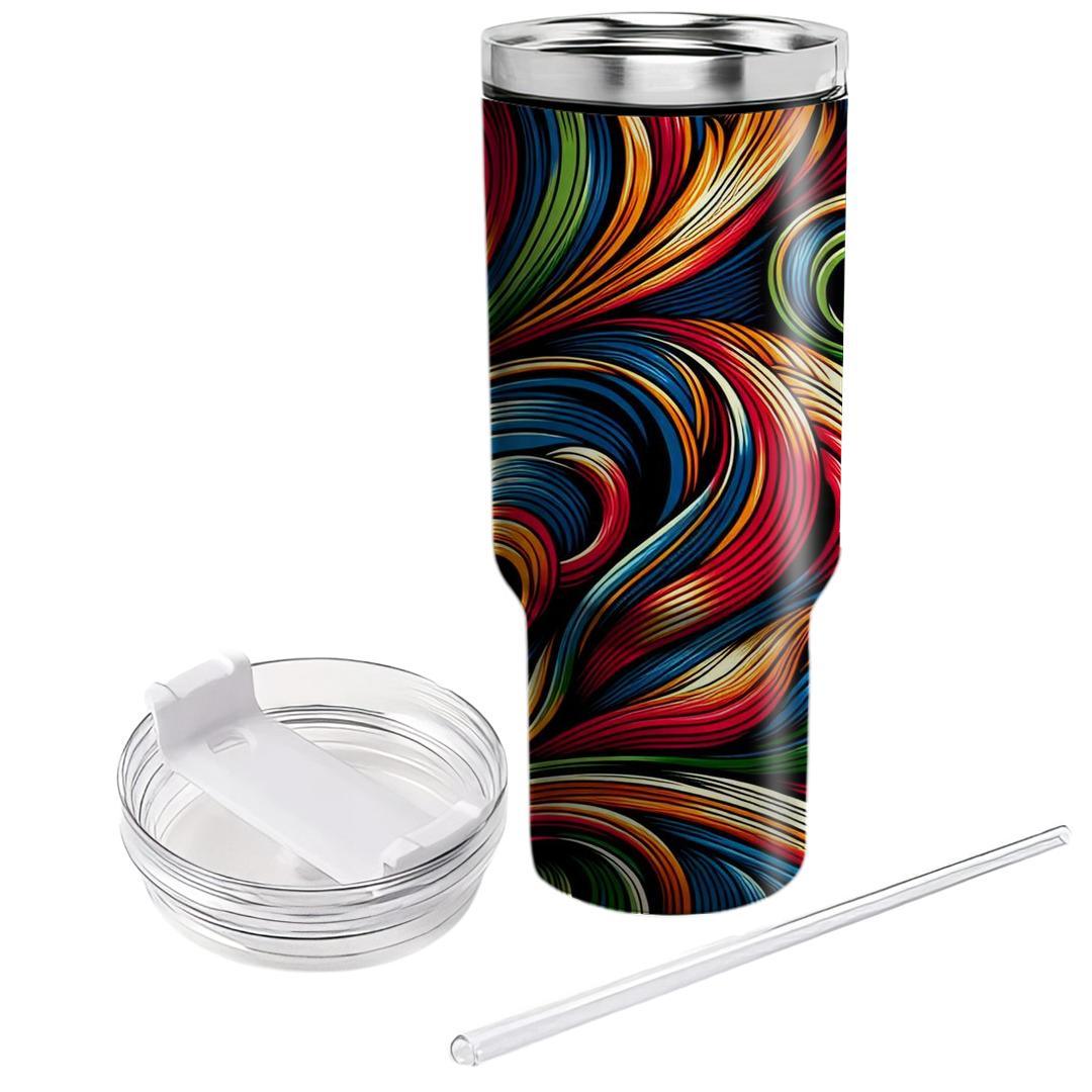 Rainbow Retro Swirl  Travel Tumblers