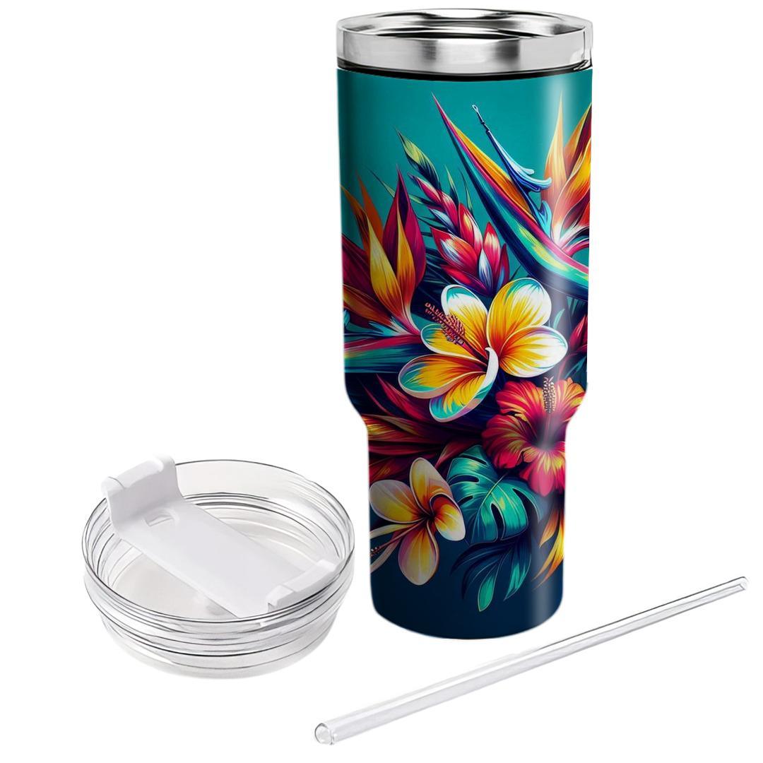 Bold Tropical Floral Fusion  Unique Tumblers