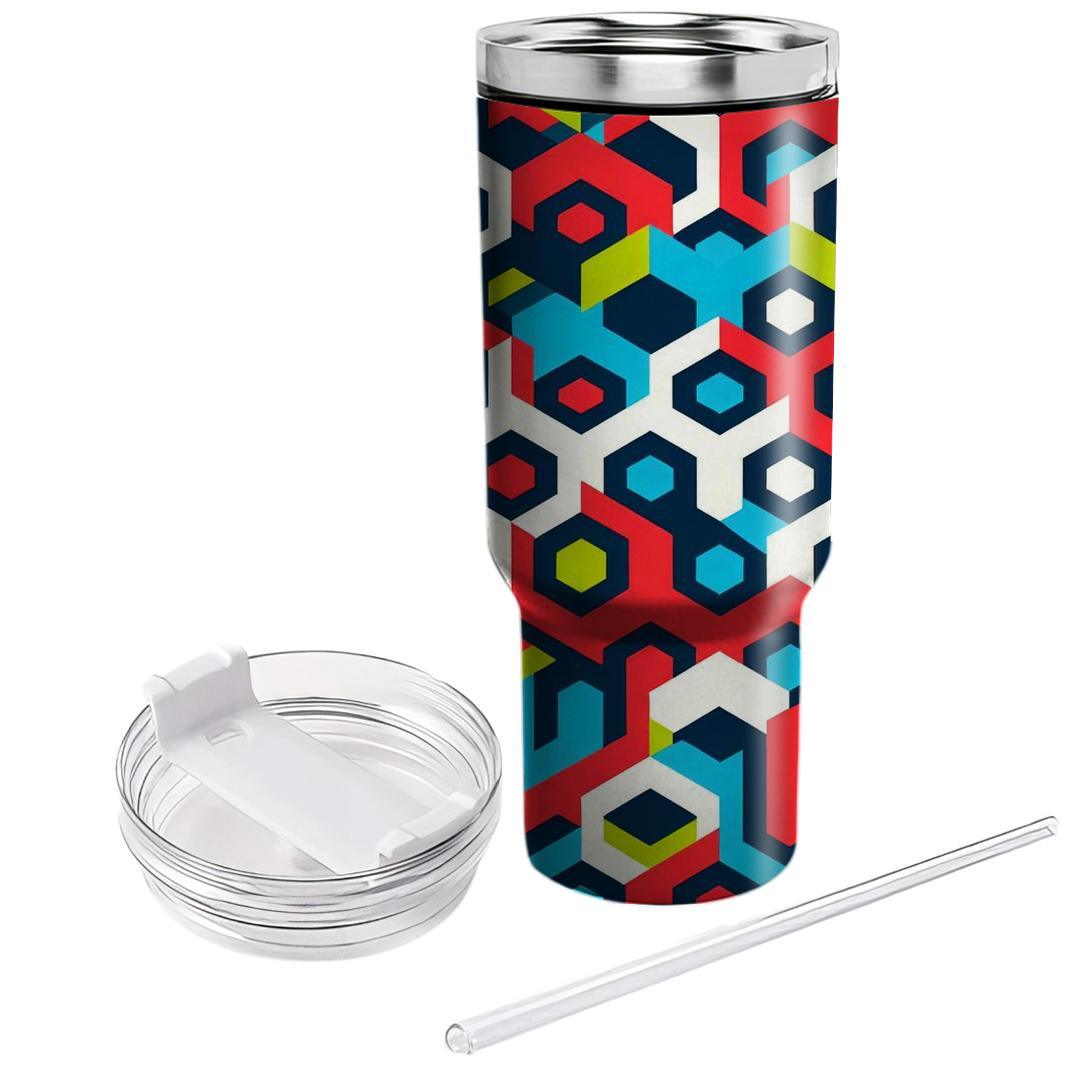 Colorful Hexagonal Burst  Tumblers With Lids
