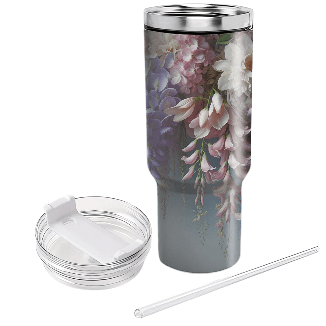 Enchanting Floral Cascade  Tumblers With Lids