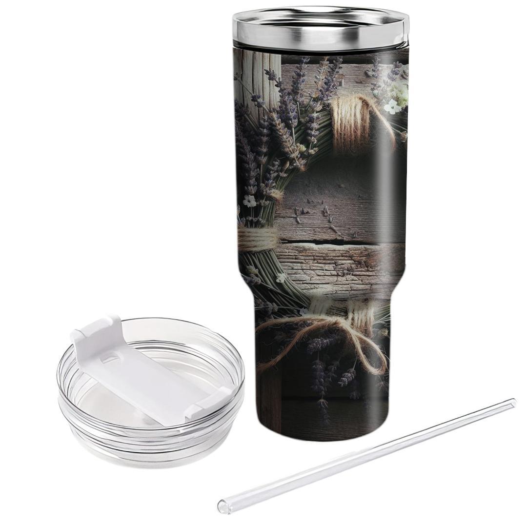 Rustic Lavender Wreath  Unique Tumblers