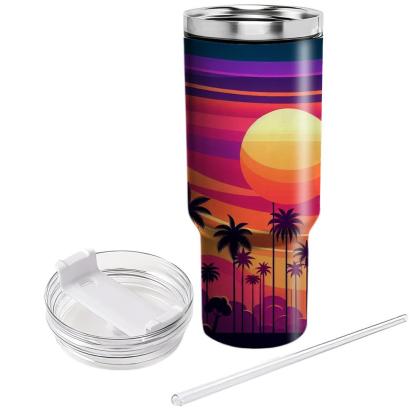 Retro Sunset Tropics  Personalized Tumblers