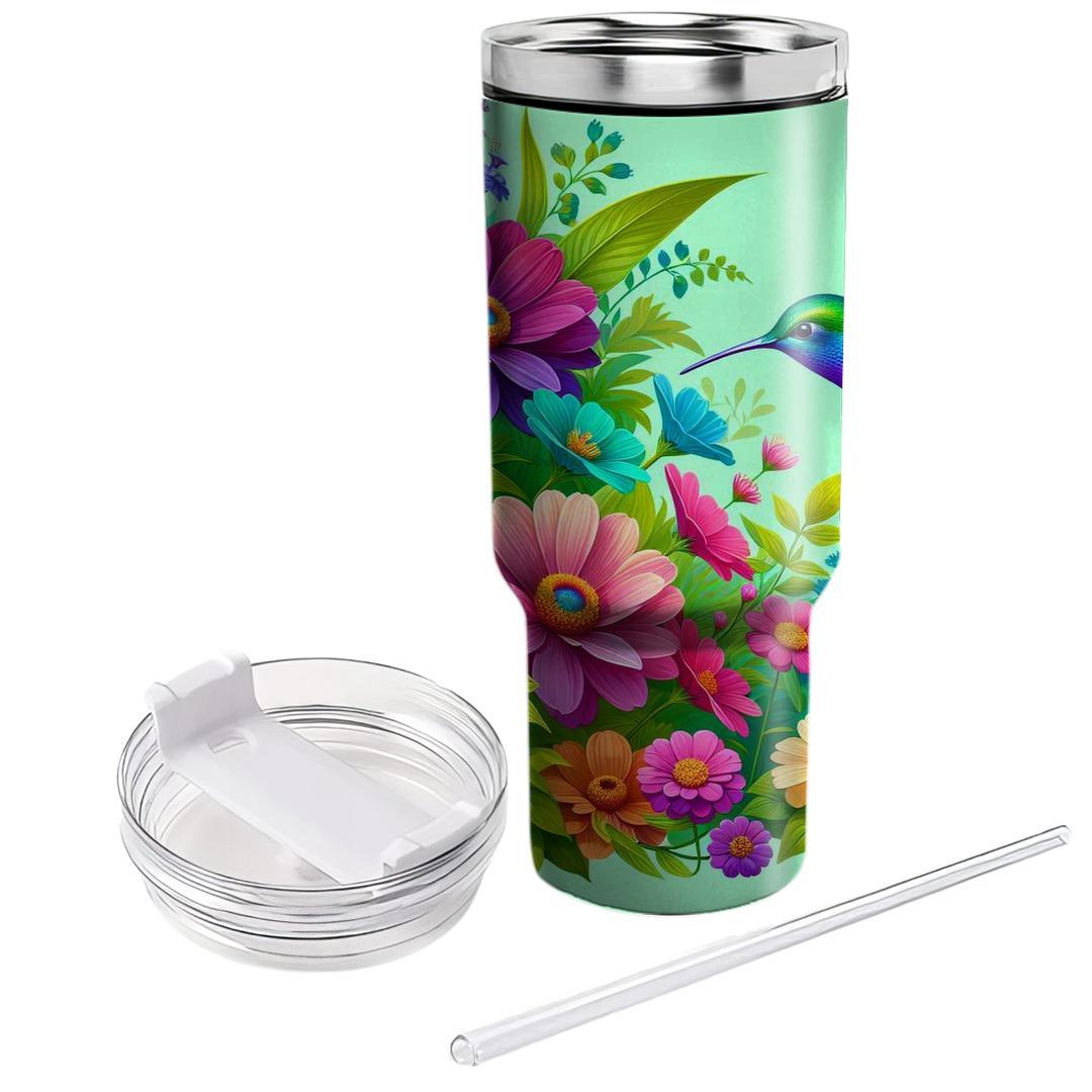 Colorful Garden Hummingbird  Tumblers With Lids