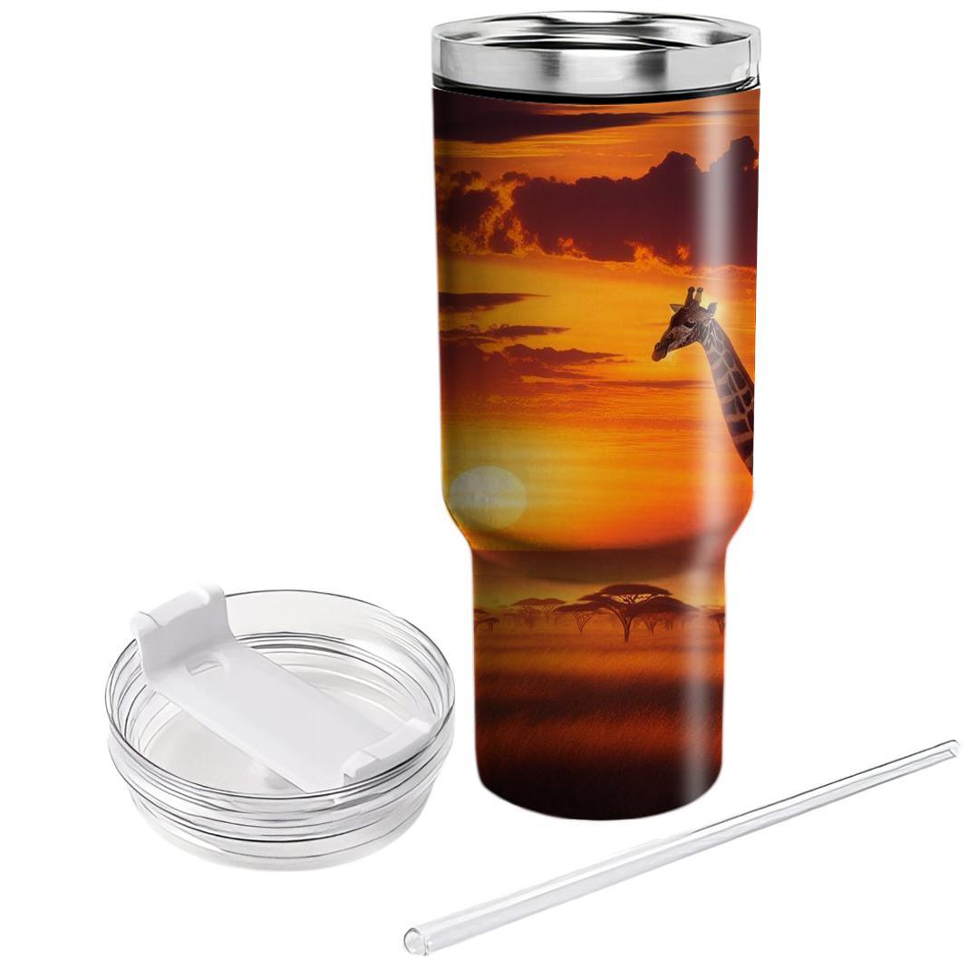 Giraffe's Golden Horizon  Tumblers For Gifts