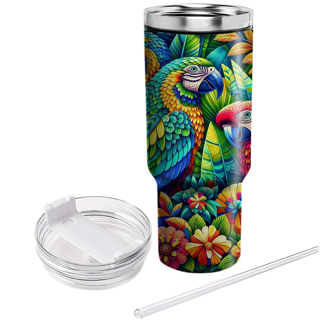 Whimsical Parrot Party  Tumblers With Lids