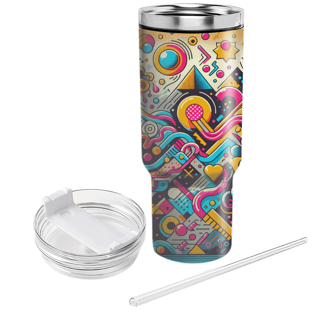 Dynamic 80s Patterns Personalized Tumblers