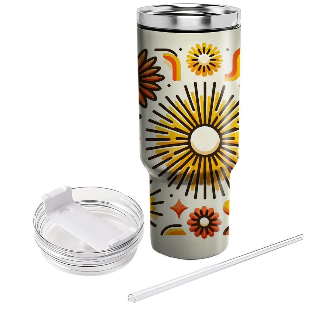 Stylized Sunburst Pattern  Travel Tumblers