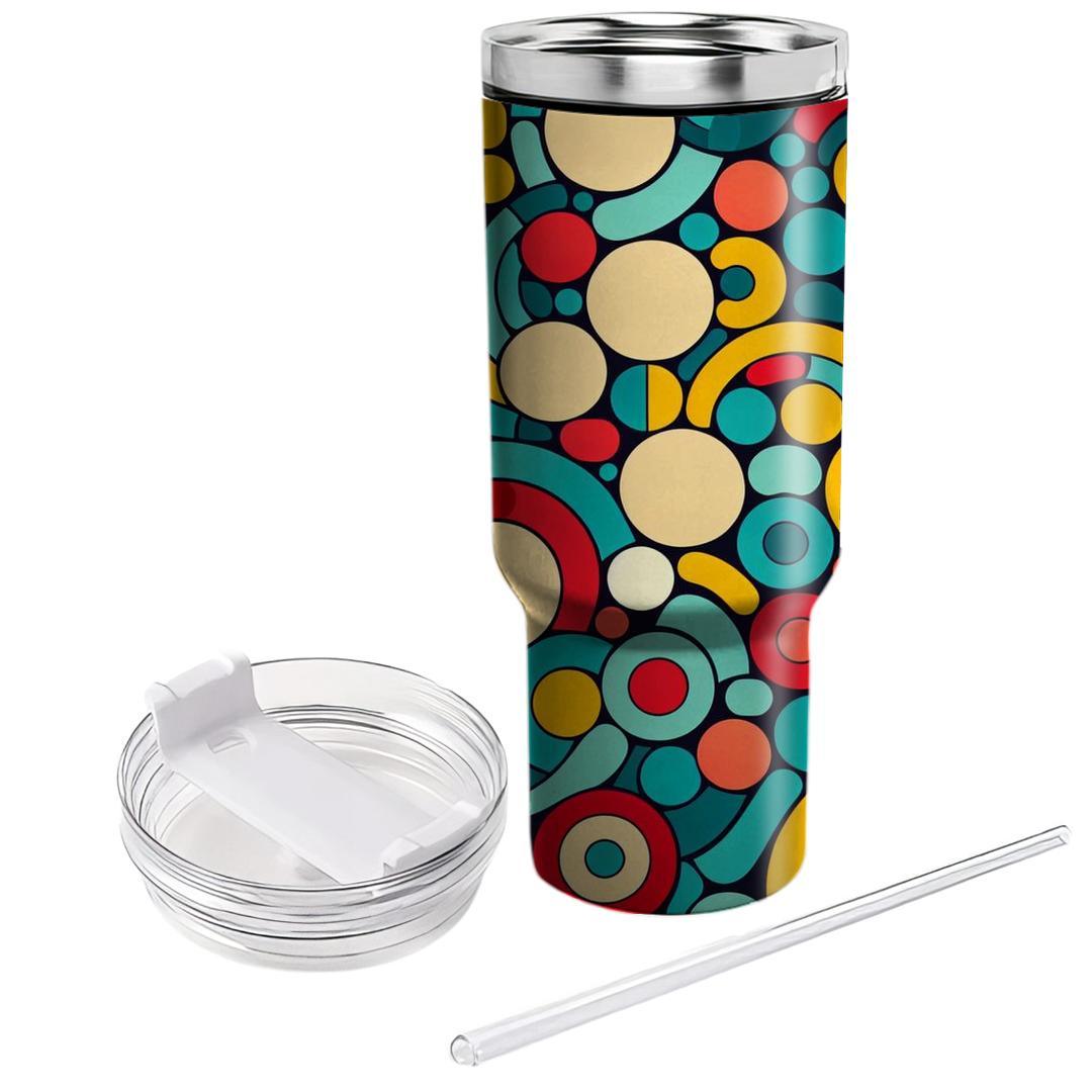 Circular Mosaic Tile  Tumblers With Lids