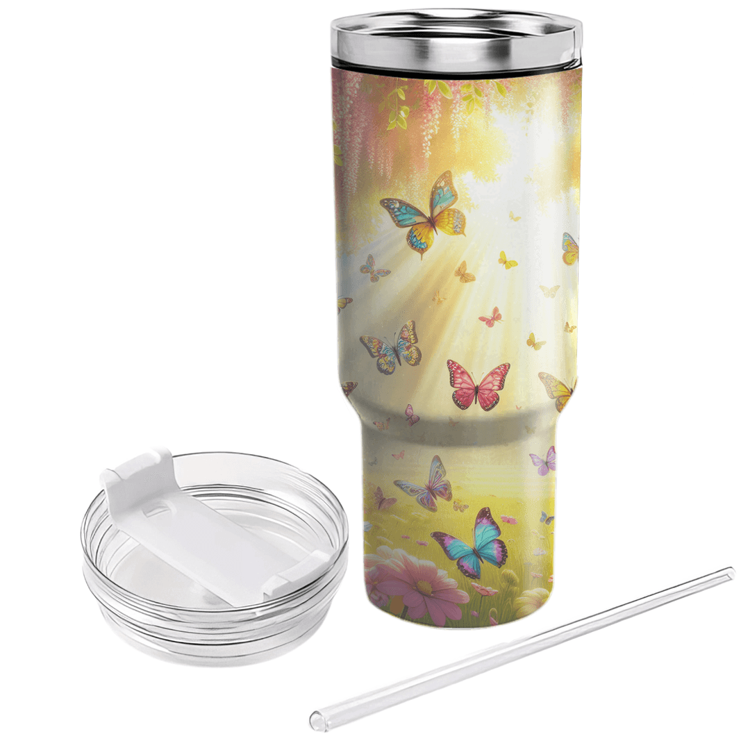 Radiant Butterfly Meadow  Tumblers With Lids