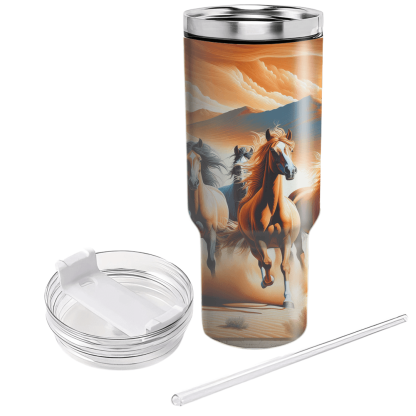 Wild Mustangs Running  Tumbler Cups