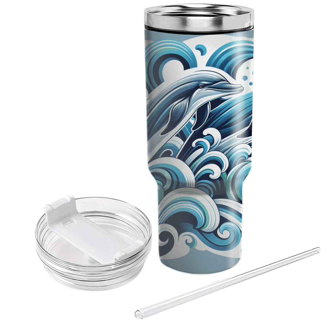 Dynamic Dolphin Splash  Personalized Tumblers
