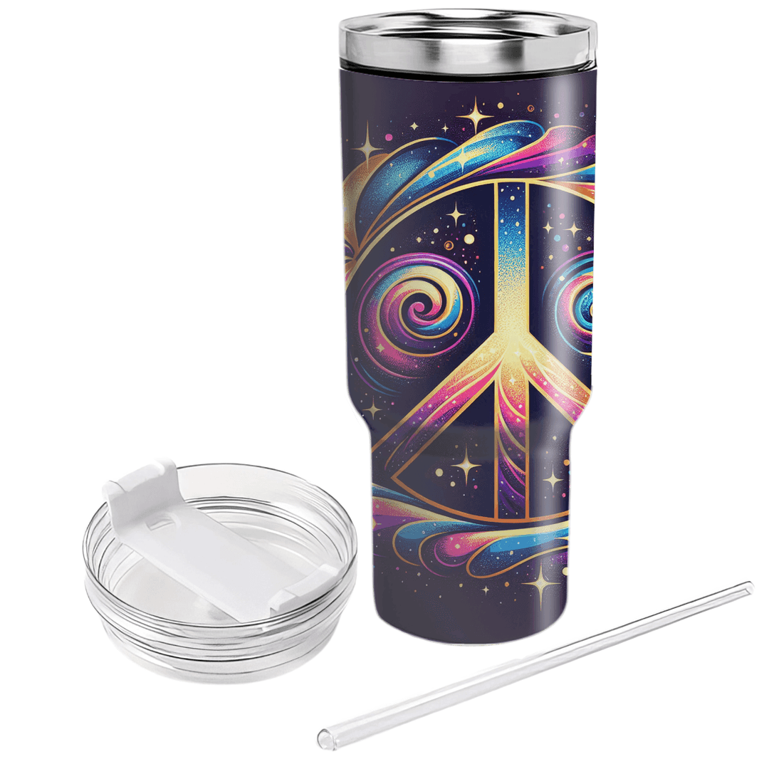Cosmic Peace Sign  Travel Tumblers