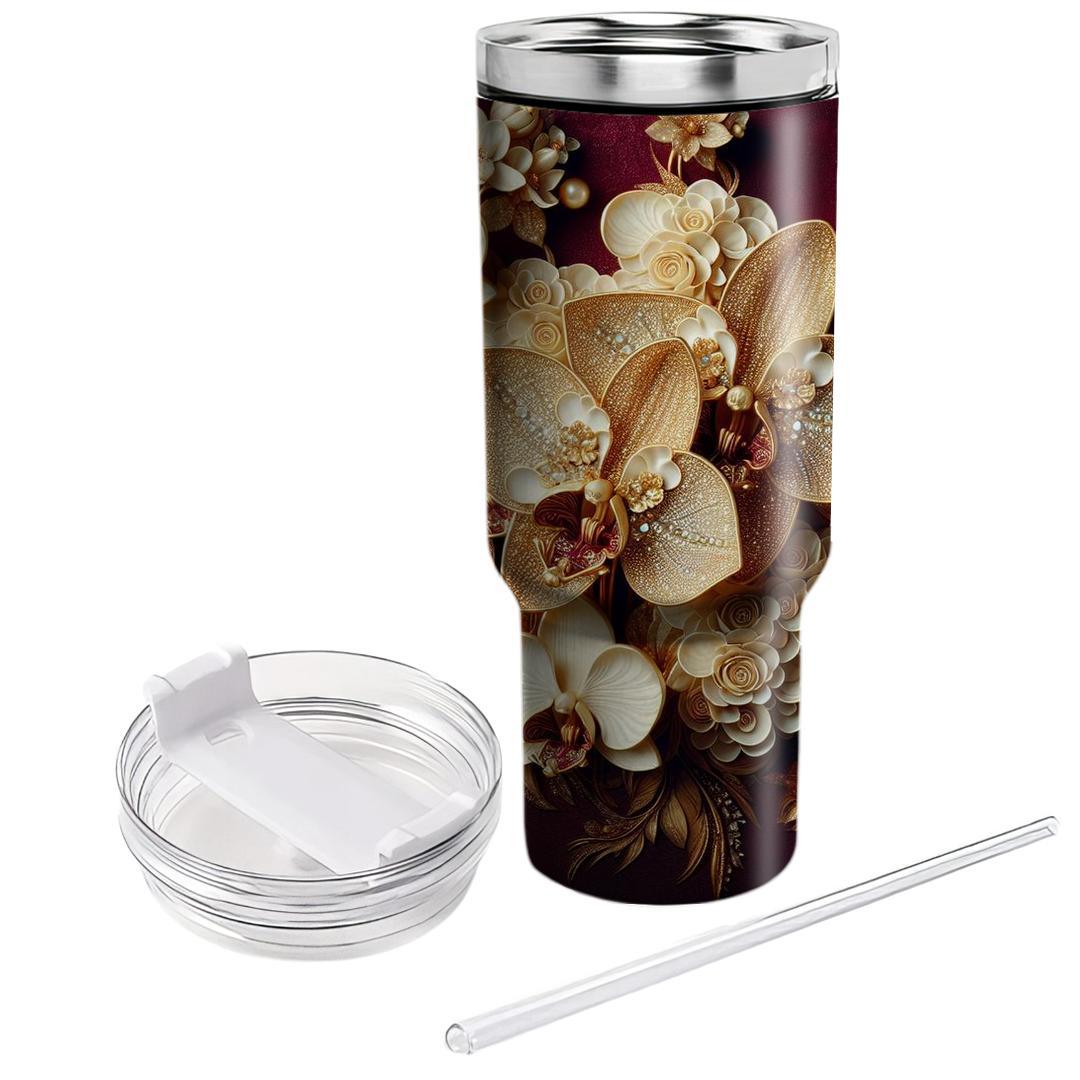 Golden Orchid  Unique Tumblers
