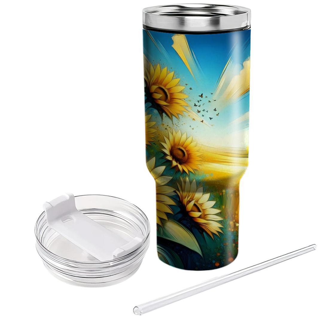 Golden Sunflower Rays  Unique Tumblers