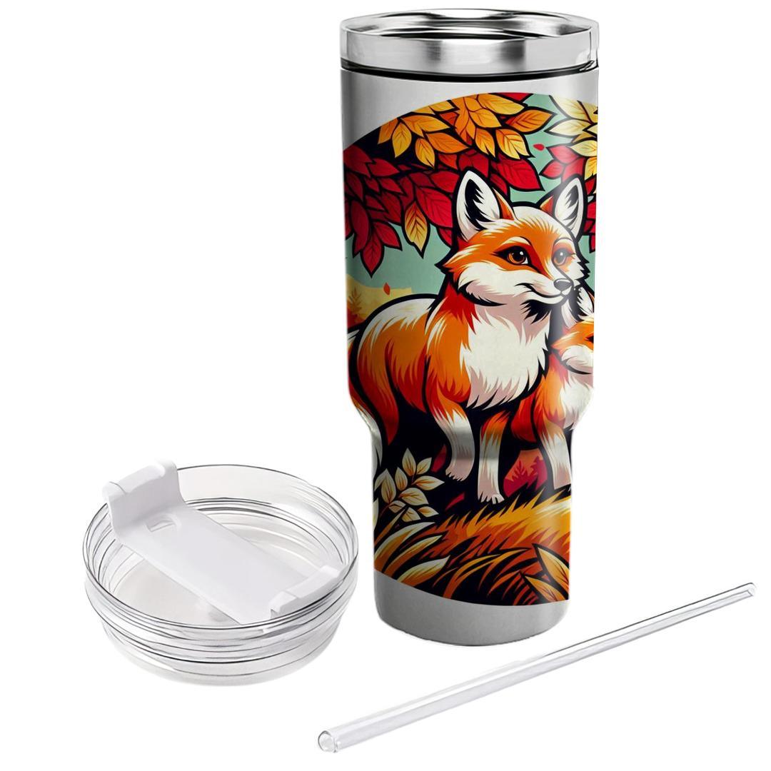 Adventurous Foxes In Fall  Tumblers With Lids