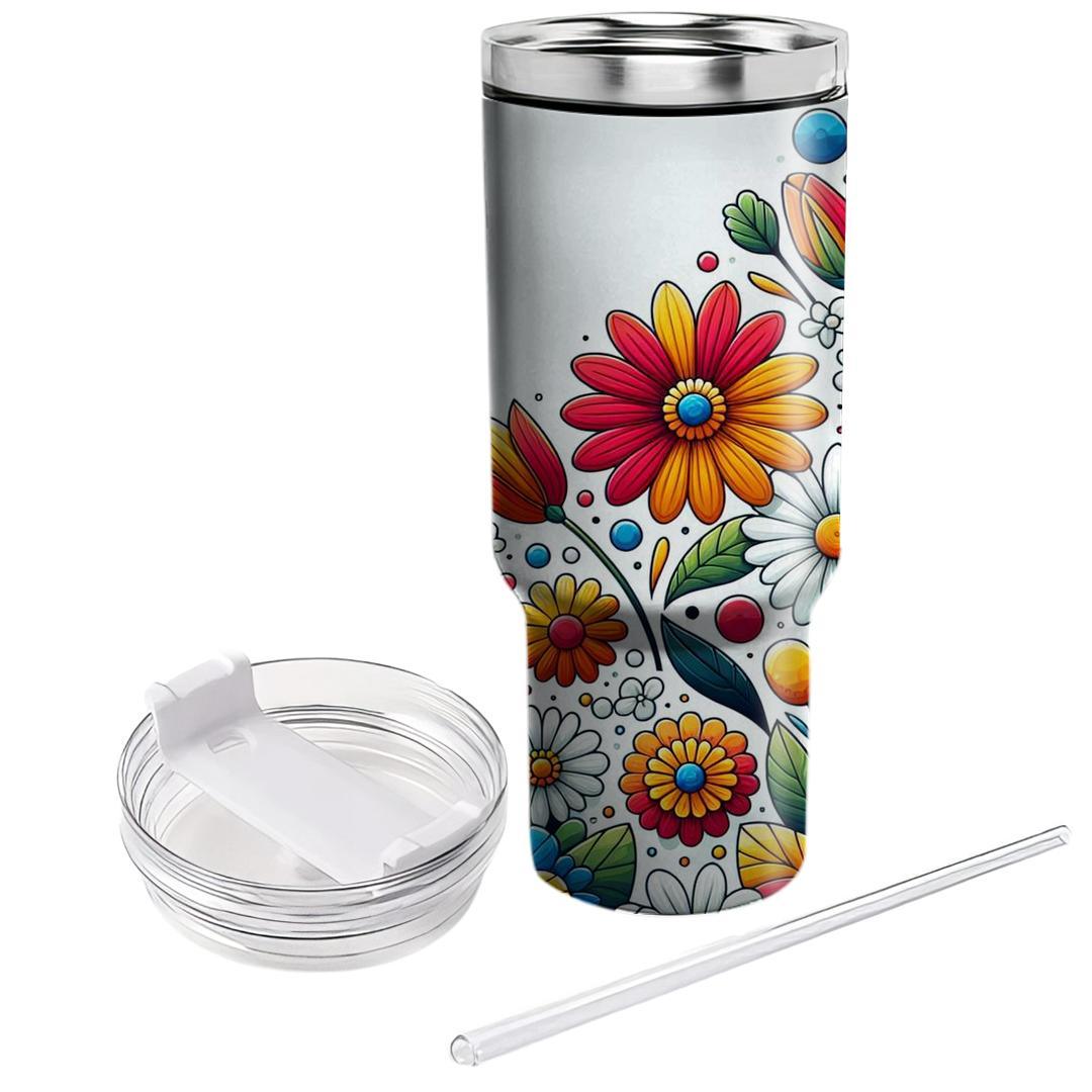 Joyful Floral Mosaic  Tumbler Cups
