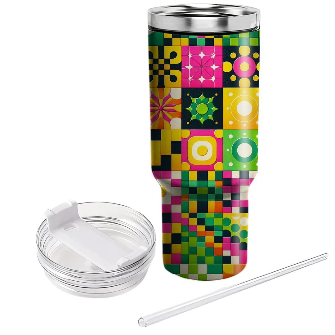 Retro 70s Checkerboard Fun  Travel Tumblers