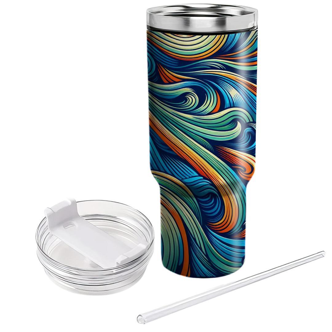 Dynamic Wave Retro  Tumbler Cups