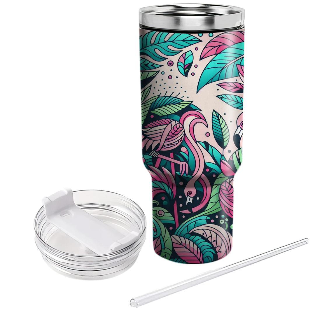 Summer Flamingo Flock  Tumbler Cups
