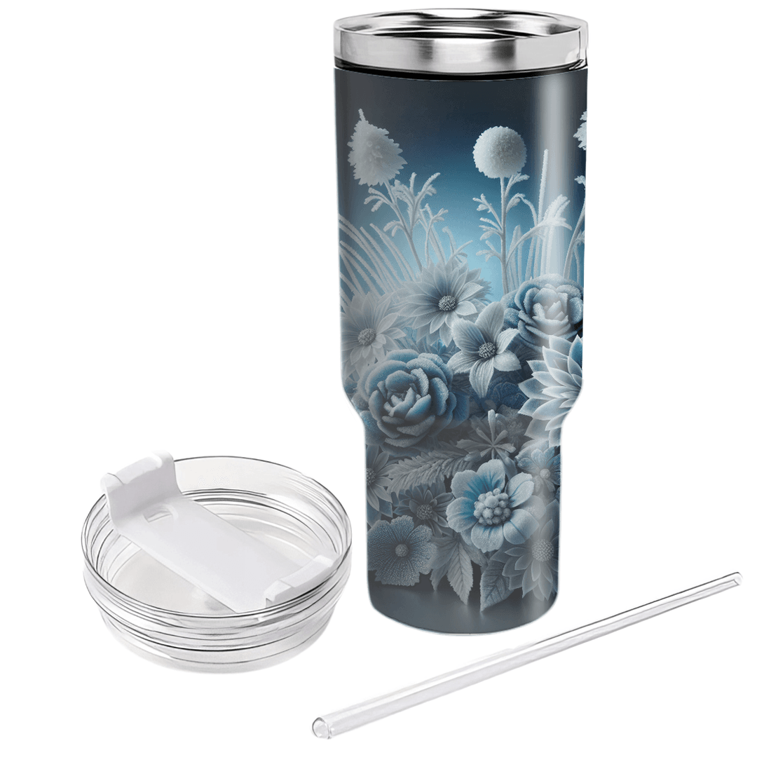 Glistening Ice Flower  Tumblers With Lids