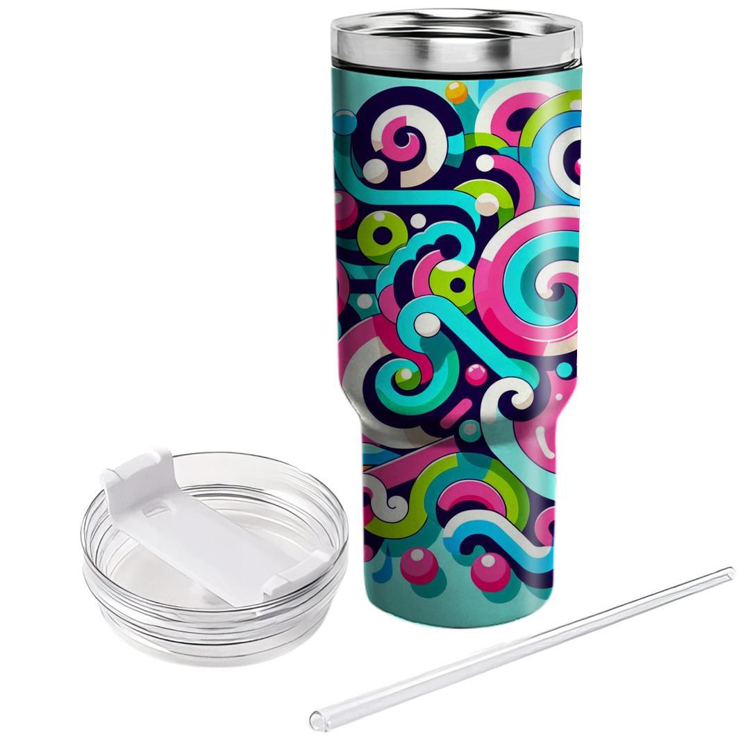 Funky Spiral Pattern  Travel Tumblers