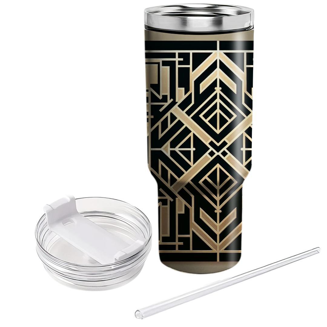 Stylized Geometric Grid  Tumblers With Lids