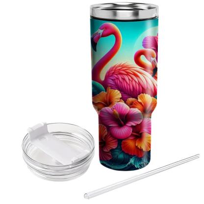 Fiery Flamingo Hibiscus  Insulated Tumblers