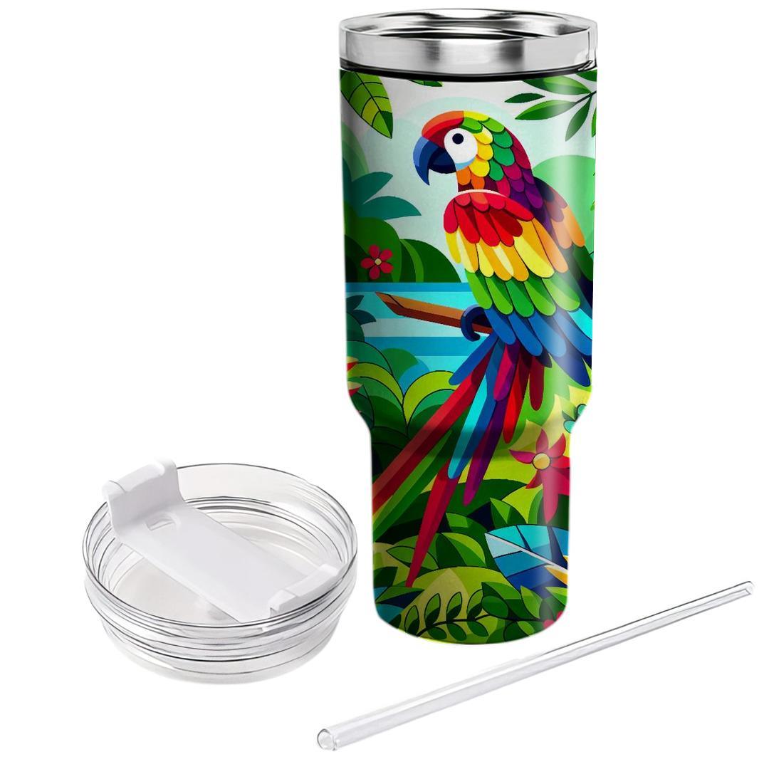 Vibrant Jungle Parrot  Personalized Tumblers