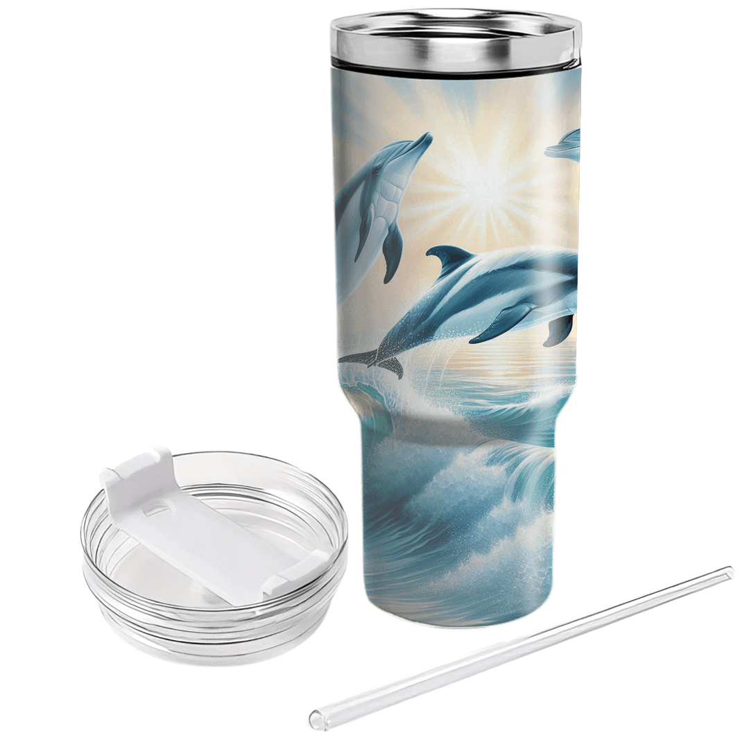 Playful Dolphin Splashes  Decorative Tumblers