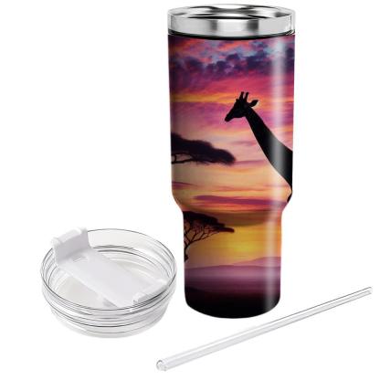 Gentle Giraffe Silhouette  Tumblers With Lids