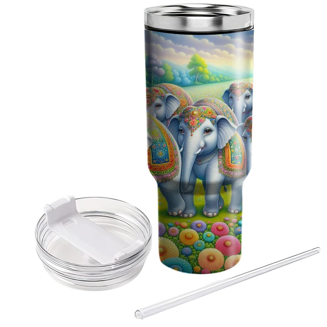 Charming Elephant Parade  Travel Tumblers