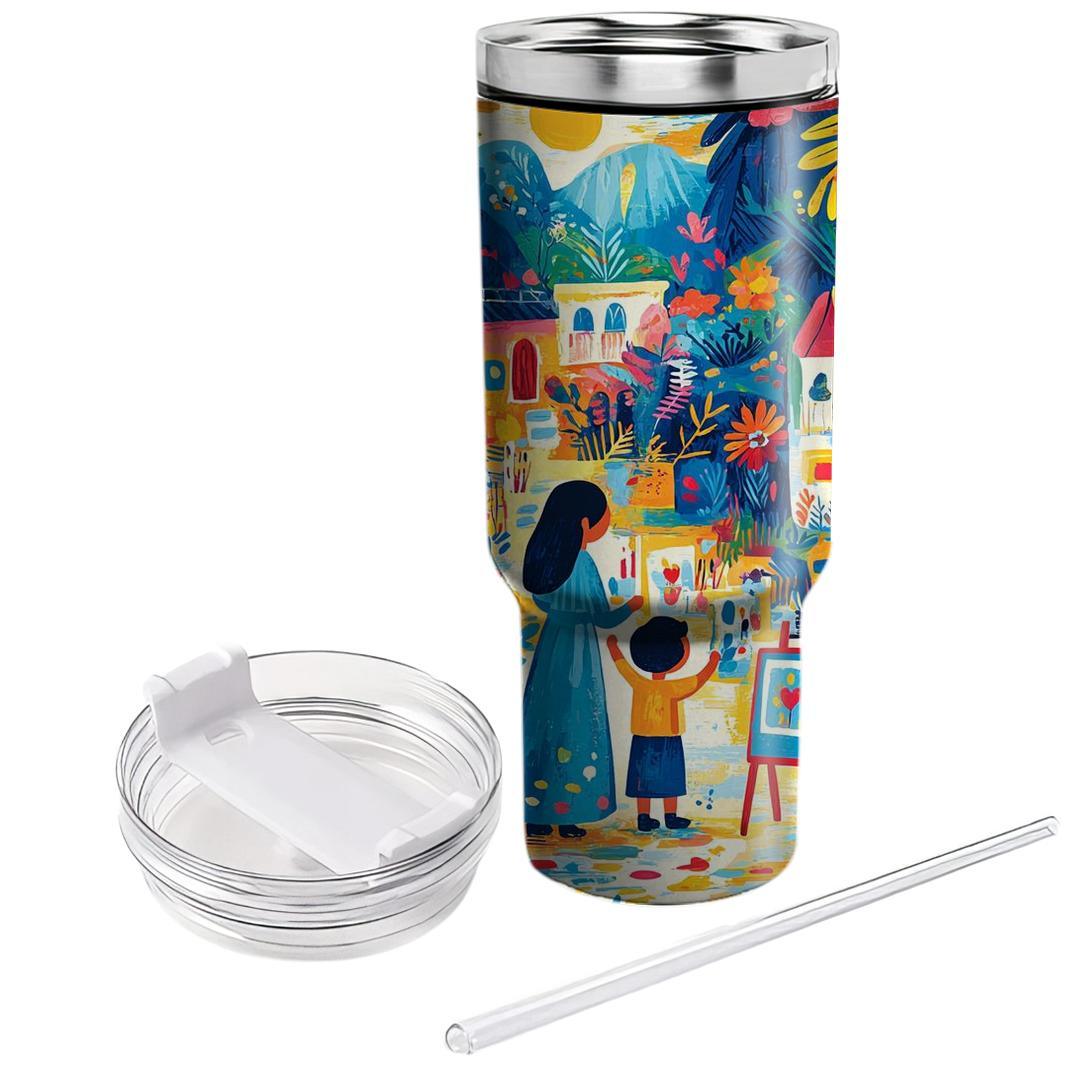 The Canvas Of Life: A Mother’s Masterpiece In Love Tumblers With Lids