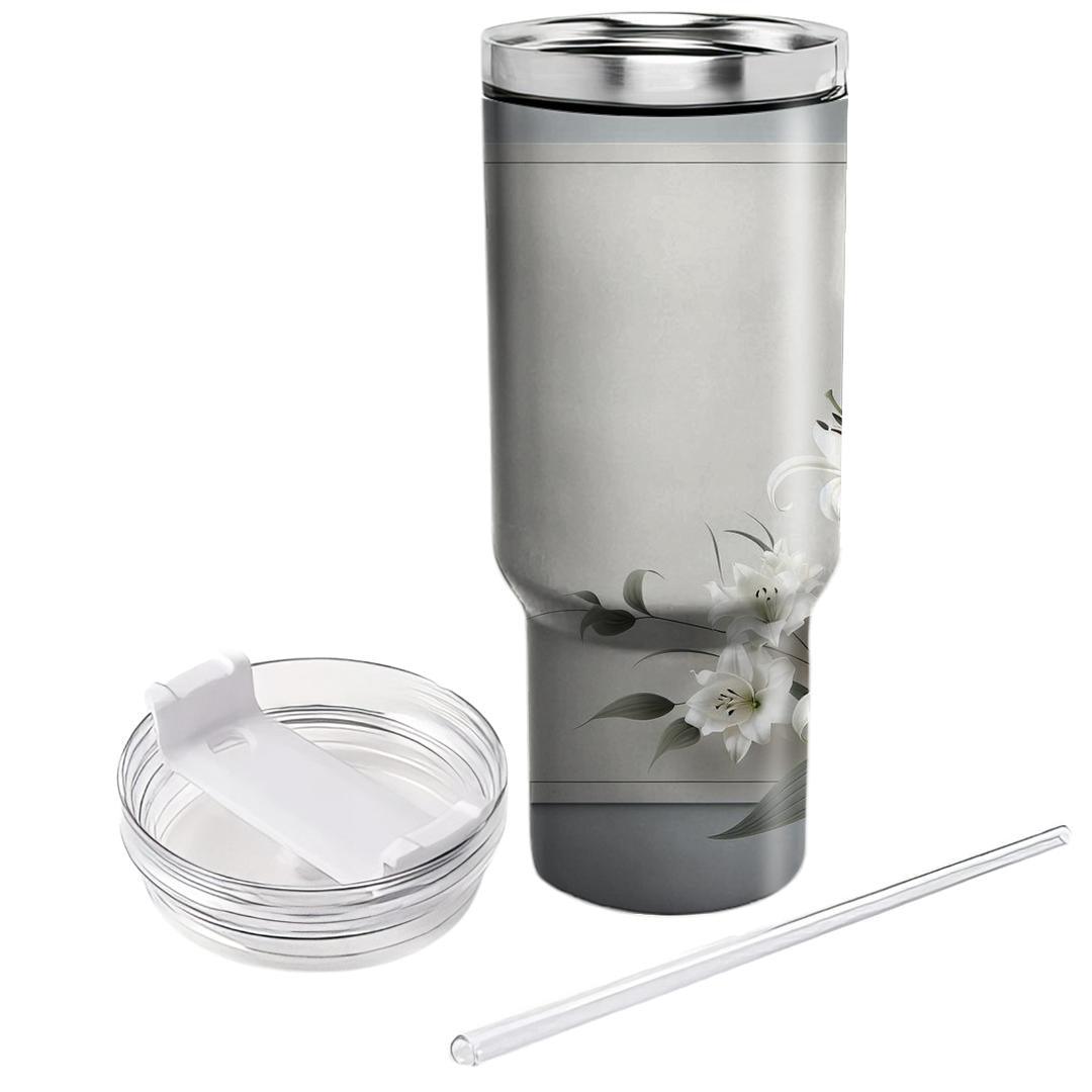 Classic White Lily Serenity  Unique Tumblers