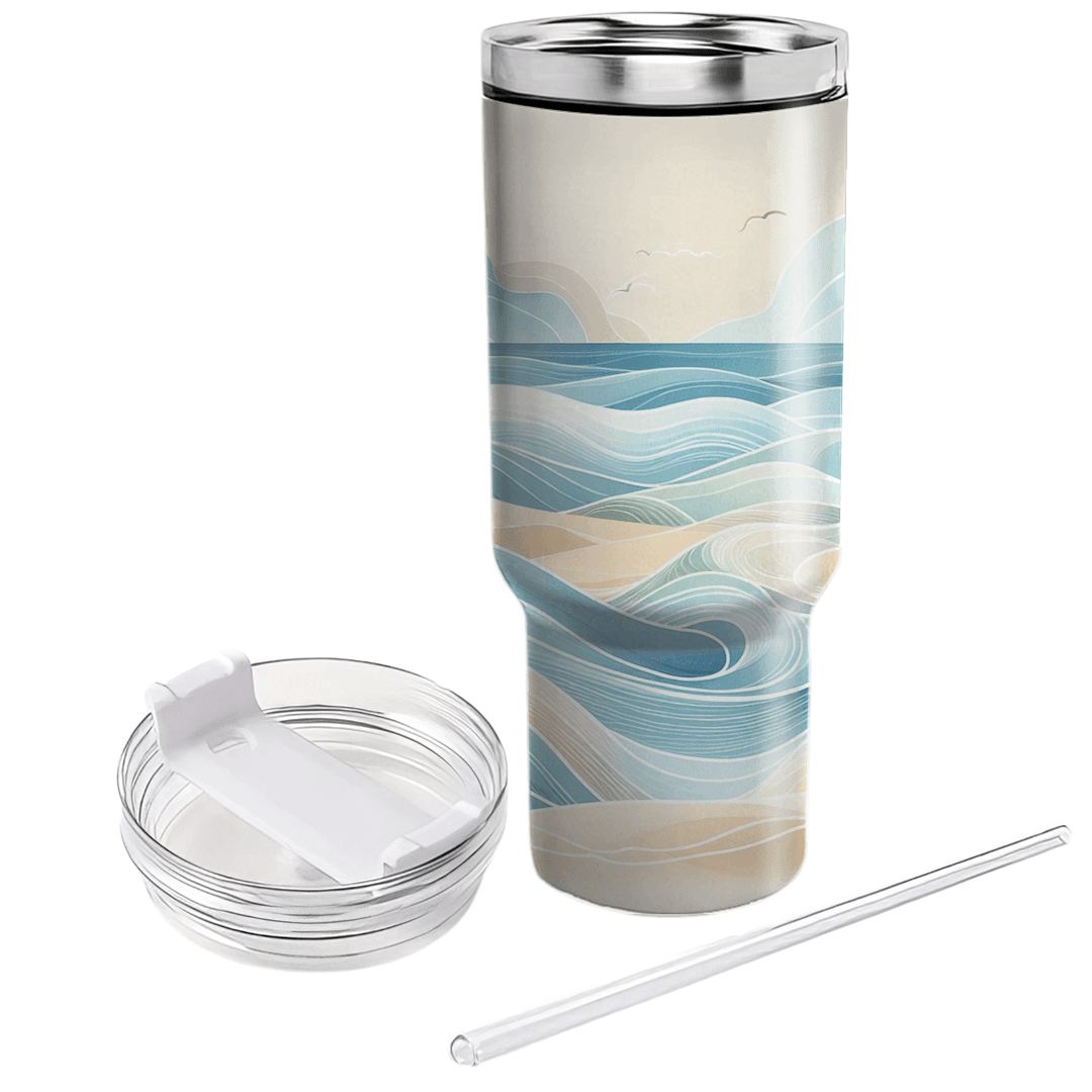 Summer Watercolor Waves  Travel Tumblers