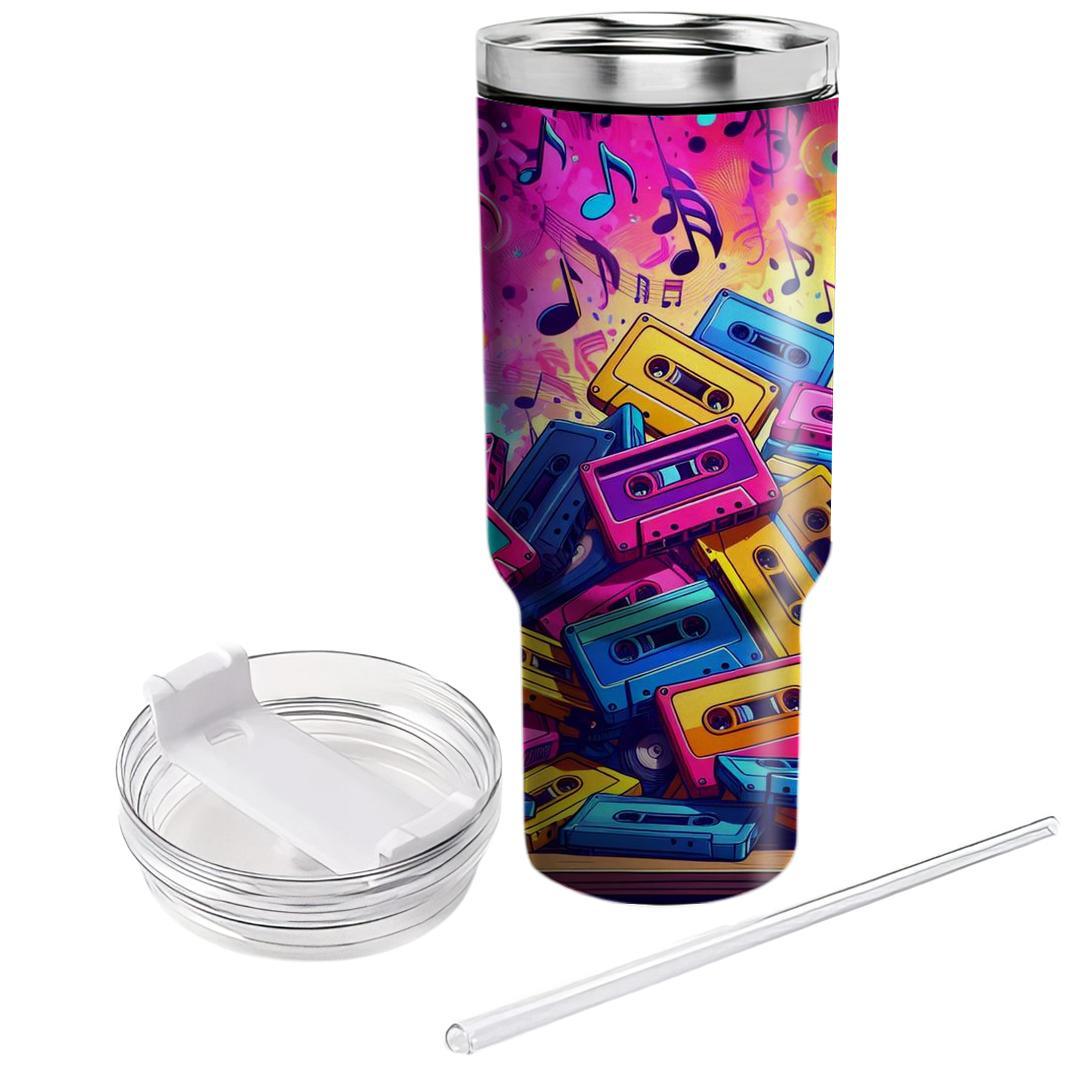 Funky Neon Cassettes  Personalized Tumblers