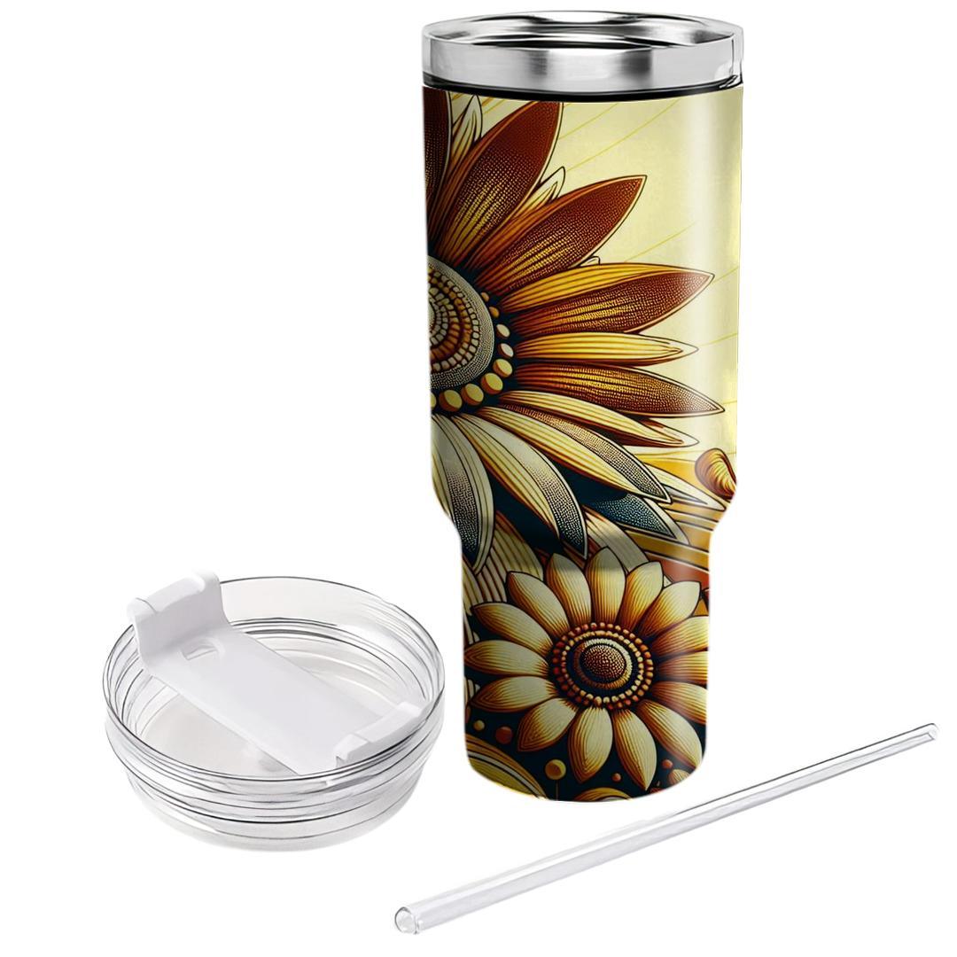 Groovy Sunflower Blooms  Tumbler Cups