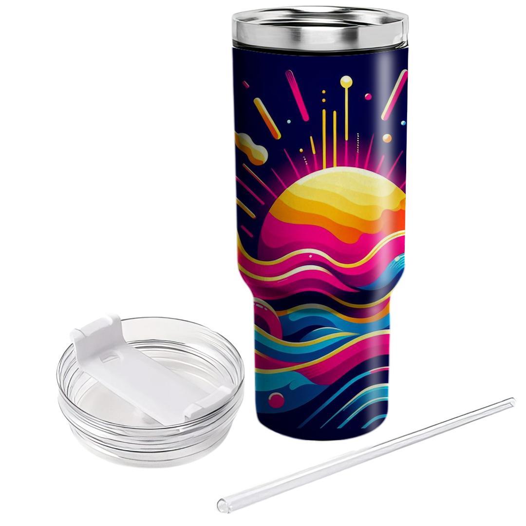 Funky Abstract Waves  Travel Tumblers