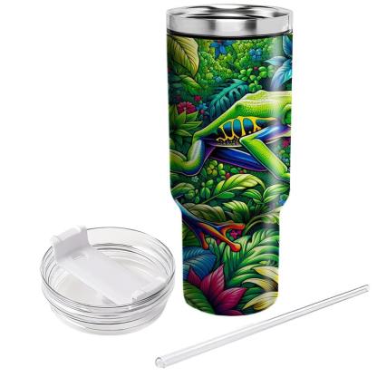 Vibrant Frog Jungle  Travel Tumblers