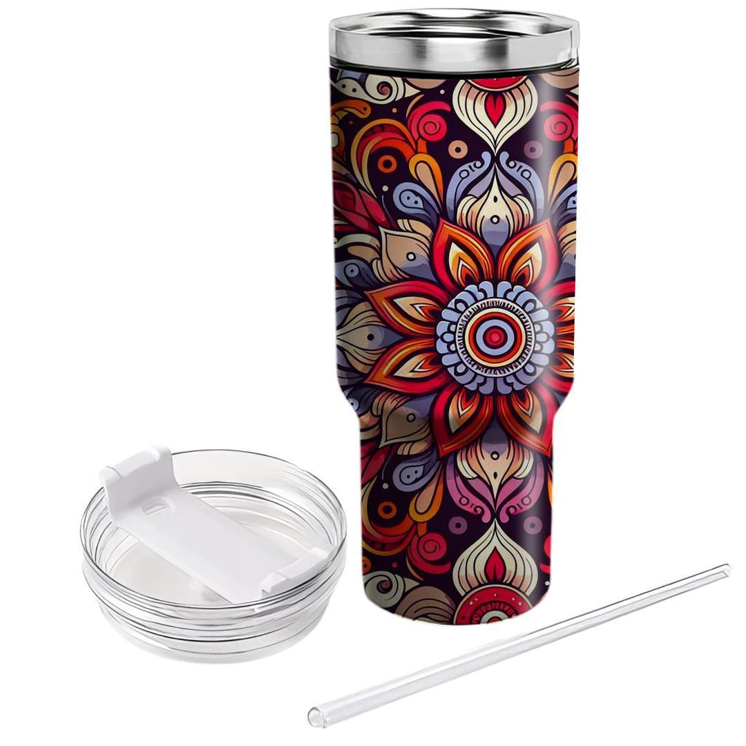 Vibrant Mandala Burst  Travel Tumblers