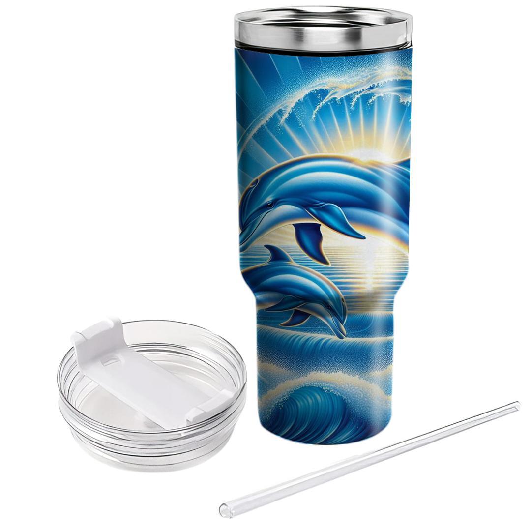 Ocean Wave Dolphin Dance  Travel Tumblers