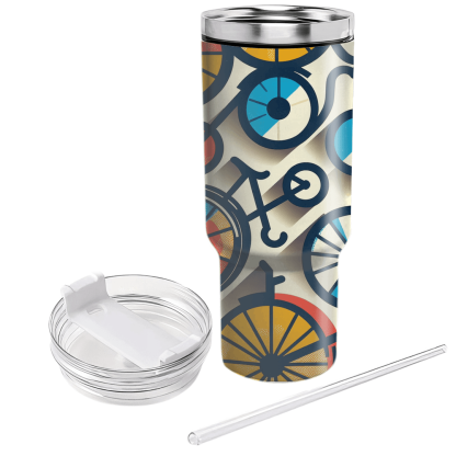 Bicycle Wheel Geometric Design Tumbler Cups