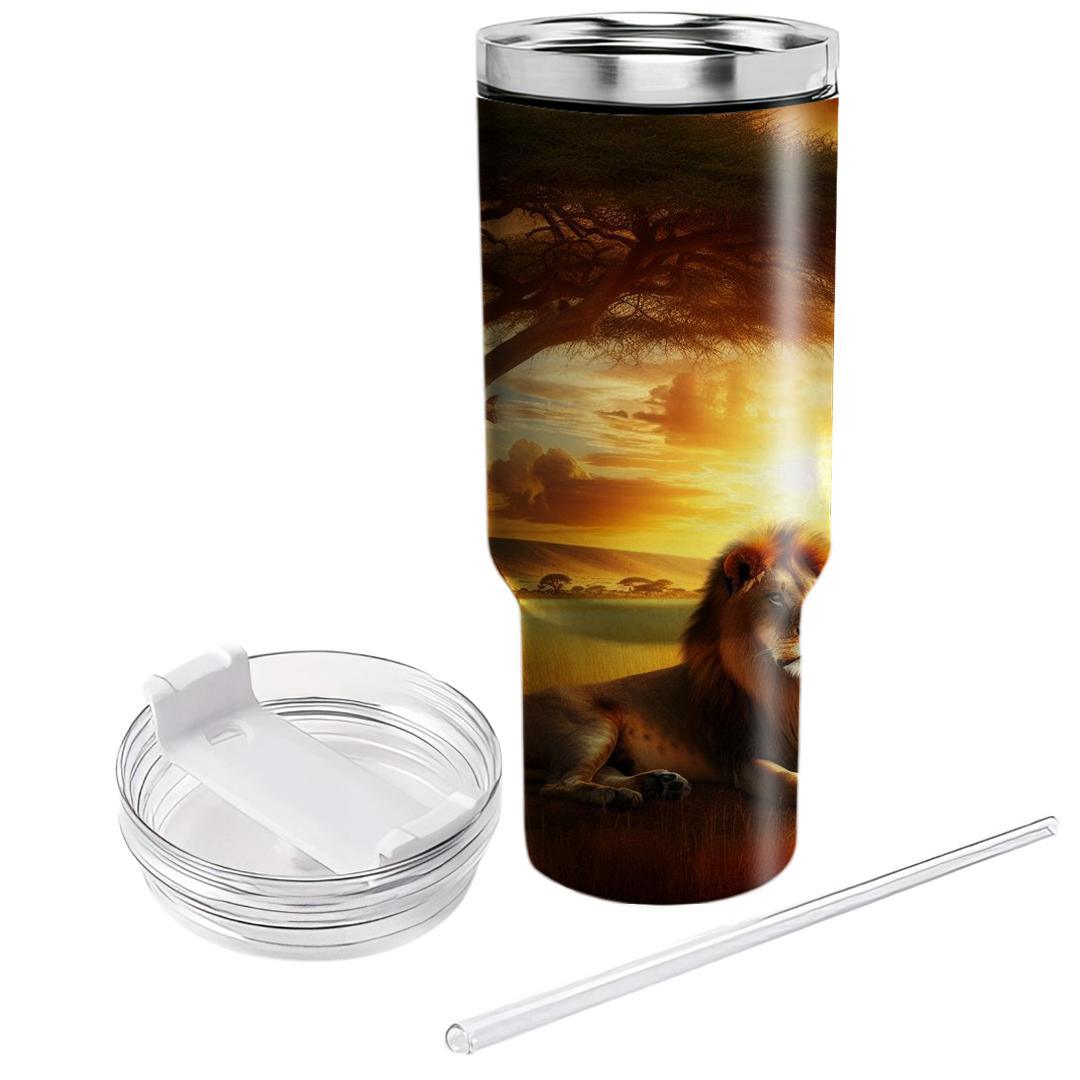 Wild Safari Lion  Travel Tumblers