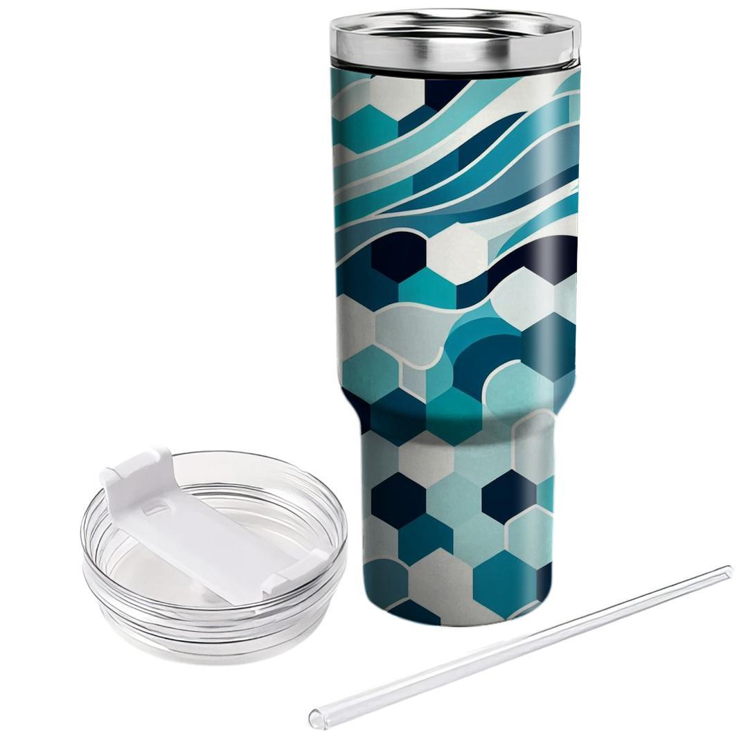 Hexagonal Wave Motif  Tumblers With Lids
