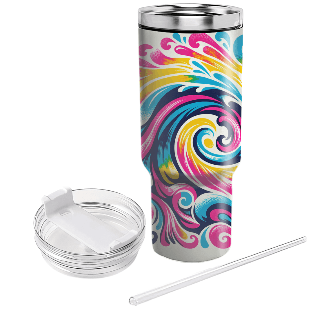 Colorful Tie-dye Waves Decorative Tumblers